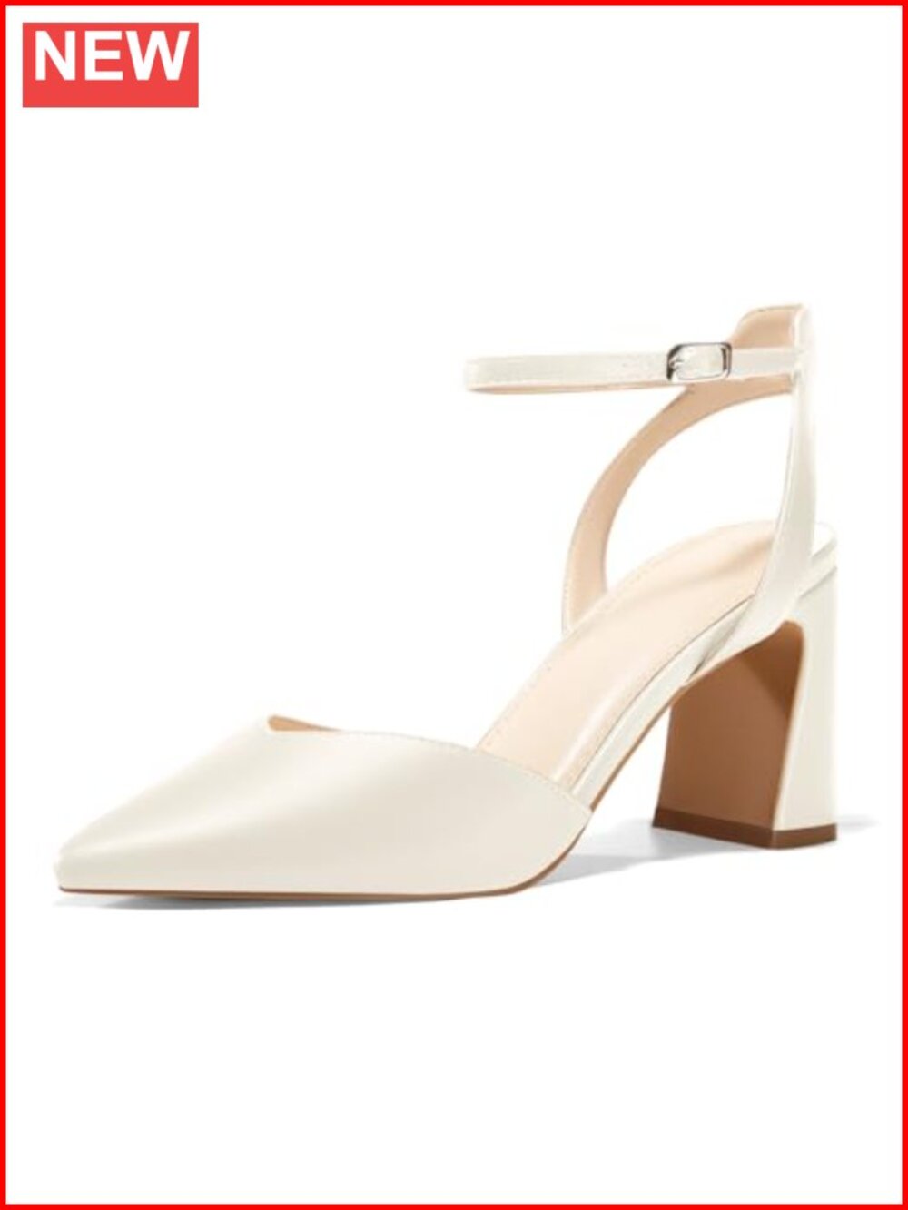 Synthetic Leather Chunky Block Heel Ankle Strap Pumps Closed Toe Dressy Heels